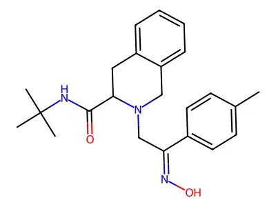 2-[2-hydroxyimino-2-(4-methylphenyl)ethyl]-N-tert-butyl-3,4-dihydro-1H-isoquinoline-3-carboxamide structure