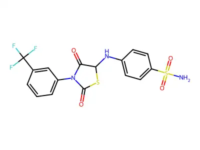 4-((2,4-dioxo-3-(3-(trifluoromethyl)phenyl)thiazolidin-5-yl)amino)benzenesulfonamide structure