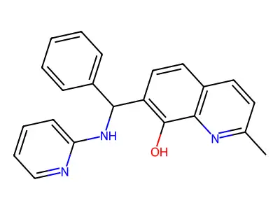 2-Methyl-7-[phenyl-(pyridin-2-ylamino)methyl]quinolin-8-ol structure