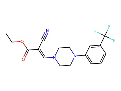 Ethyl 2-cyano-3-[4-[3-(trifluoromethyl)phenyl]piperazin-1-yl]prop-2-enoate structure