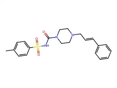 N-((4-Methylphenyl)sulfonyl)(4-(3-phenylprop-2-enyl)piperazinyl)formamide structure