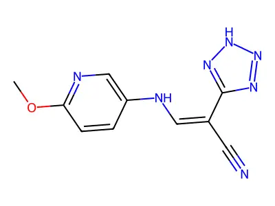 3-[(6-methoxypyridin-3-yl)amino]-2-(2H-1,2,3,4-tetrazol-5-yl)prop-2-enenitrile structure
