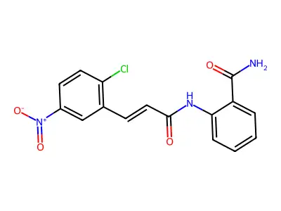 2-(3-(2-Chloro-5-nitrophenyl)prop-2-enoylamino)benzamide structure