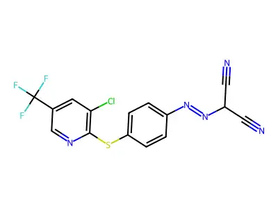 ((4-(3-CHLORO-5-(TRIFLUOROMETHYL)-2-PYRIDYLTHIO)PHENYL)DIAZENYL)METHANE-1,1-DICARBONITRILE structure