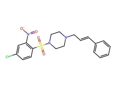 1-(4-Chloro-2-nitro-phenyl)sulfonyl-4-cinnamyl-piperazine structure