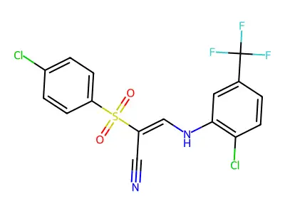 2-((4-CHLOROPHENYL)SULFONYL)-3-((2-CHLORO-5-(TRIFLUOROMETHYL)PHENYL)AMINO)PROP-2-ENENITRILE structure