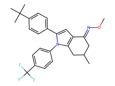 (2-(4-(tert-butyl)phenyl)-6-methyl-1-(4-(trifluoromethyl)phenyl)(5,6,7-trihydroindol-4-ylidene))methyloxime structure