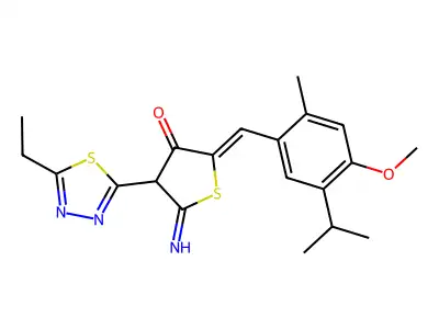 4-(5-Ethyl-1,3,4-thiadiazol-2-yl)dihydro-5-imino-2-[[4-methoxy-2-methyl-5-(1-methylethyl)phenyl]methylene]-3(2H)-thiophenone structure