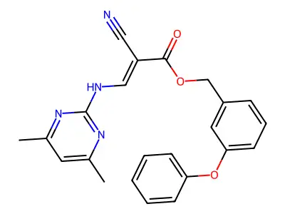 (3-phenoxyphenyl)methyl 2-cyano-3-[(4,6-dimethylpyrimidin-2-yl)amino]prop-2-enoate structure