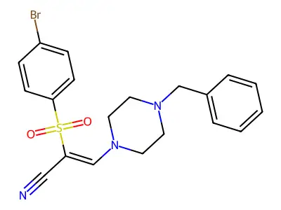 3-(4-Benzylpiperazin-1-yl)-2-(4-bromophenyl)sulfonyl-prop-2-enenitrile structure