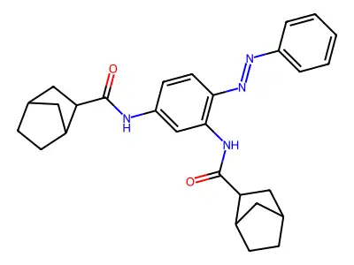 N,N'-{4-[Phenyldiazenyl]benzene-1,3-diyl}dibicyclo[2.2.1]heptane-2-carboxamide structure