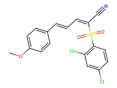 2-(2,4-Dichlorophenyl)sulfonyl-5-(4-methoxyphenyl)penta-2,4-dienenitrile structure