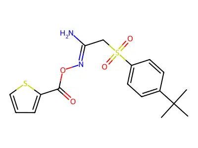 [[1-amino-2-(4-tert-butylphenyl)sulfonyl-ethylidene]amino] Thiophene-2-carboxylate structure