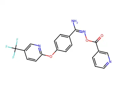 2-amino-1-aza-2-(4-(5-(trifluoromethyl)(2-pyridyloxy))phenyl)vinyl pyridine-3-carboxylate structure