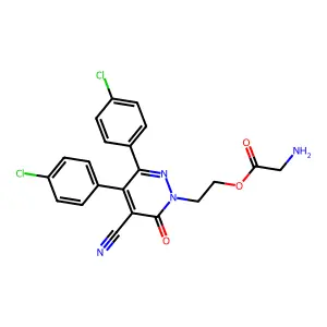 Glycine, 2-(3,4-bis(4-chlorophenyl)-5-cyano-5-oxo-1(6H)-pyridazinyl)ethyl ester structure
