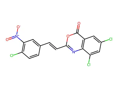 6,8-Dichloro-2-[2-(4-chloro-3-nitrophenyl)ethenyl]-3,1-benzoxazin-4-one structure