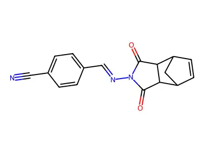 Benzonitrile, 4-[[(1,3,3a,4,7,7a-hexahydro-1,3-dioxo-4,7-methano-2H-isoindol-2-yl)imino]methyl]- structure