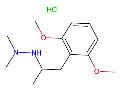 Hydrazine, 1,1-dimethyl-2-(2,6-dimethoxy-alpha-methylphenethyl)-, hydrochloride structure