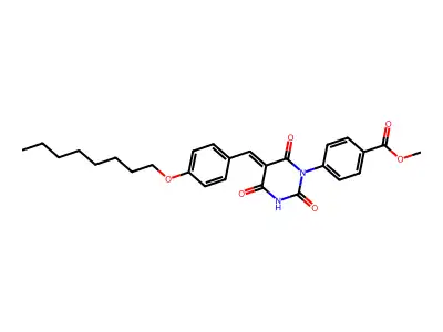 Methyl 4-[5-[(4-octoxyphenyl)methylidene]-2,4,6-trioxo-1,3-diazinan-1-yl]benzoate structure