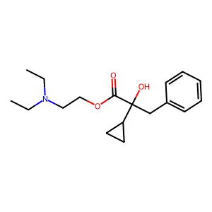 Cyclopropaneglycolic acid, alpha-benzyl-, 2-(diethylamino)ethyl ester structure