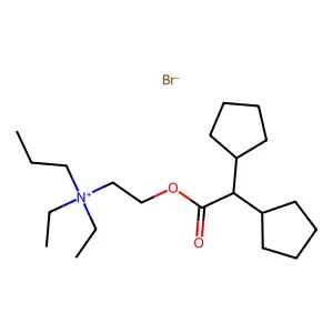 Ammonium, diethyl(2-hydroxyethyl)propyl-, bromide, dicyclopentylacetate structure