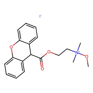 Ammonium, dimethyl(2-hydroxyethyl)methoxy-, iodide, 9-xanthenecarboxylate structure