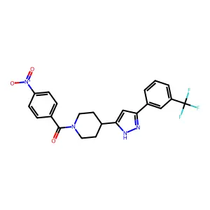 (4-nitrophenyl)-[4-[3-[3-(trifluoromethyl)phenyl]-1H-pyrazol-5-yl]piperidin-1-yl]methanone structure