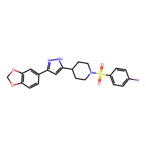 4-[3-(1,3-benzodioxol-5-yl)-1H-pyrazol-5-yl]-1-(4-iodophenyl)sulfonylpiperidine structure