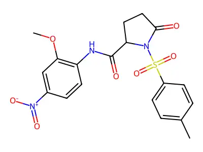 N-(2-methoxy-4-nitrophenyl)-1-[(4-methylphenyl)sulfonyl]-5-oxoprolinamide structure