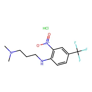 N-[3-(dimethylamino)propyl]-2-nitro-4-(trifluoromethyl)benzenaminium chloride structure