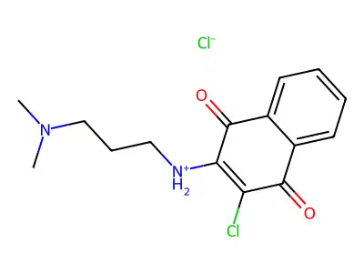 3-chloro-N-[3-(dimethylamino)propyl]-1,4-dioxo-1,4-dihydro-2-naphthalenaminium chloride structure