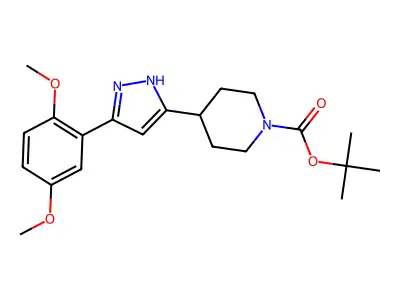 tert-butyl 4-[5-(2,5-dimethoxyphenyl)-1H-pyrazol-3-yl]tetrahydro-1(2H)-pyridinecarboxylate structure