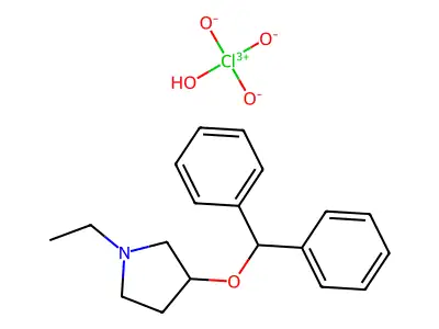 Pyrrolidine, 3-(diphenylmethoxy)-1-ethyl-, perchlorate structure