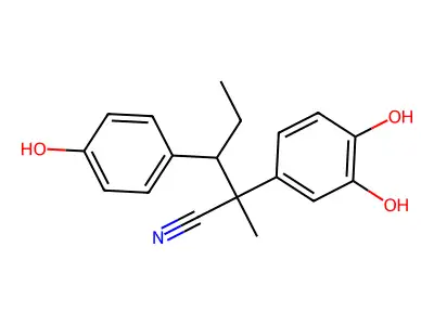 2-(3,4-Dihydroxyphenyl)-3-(p-hydroxyphenyl)-2-methylvaleronitrile structure