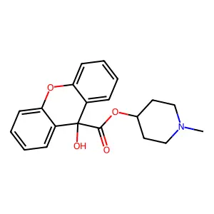 Xanthene-9-carboxylic acid, 9-hydroxy-, 1-methyl-4-piperidinyl ester structure