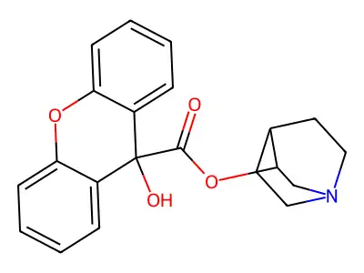Xanthene-9-carboxylic acid, 9-hydroxy-, 3-quinuclidinyl ester structure