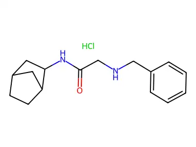 Acetamide, 2-(benzylamino)-N-(2-norbornanyl)-, hydrochloride structure