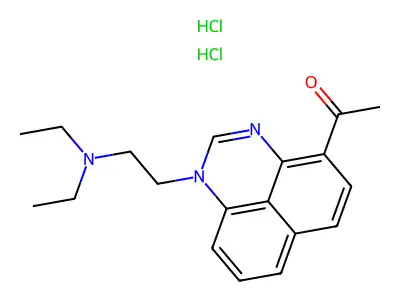 Perimidine, 4-acetyl-9-(2-(diethylamino)ethyl)-, dihydrochloride structure