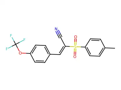 2-(p-Tolylsulfonyl)-3-[4-(trifluoromethoxy)phenyl]prop-2-enenitrile structure