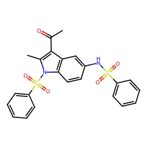 N-(3-acetyl-2-methyl-1-(phenylsulfonyl)-1H-indol-5-yl)benzenesulfonamide structure
