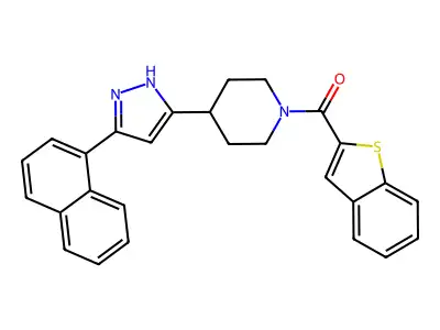 1-(1-benzothiophene-2-carbonyl)-4-[5-(naphthalen-1-yl)-1H-pyrazol-3-yl]piperidine structure