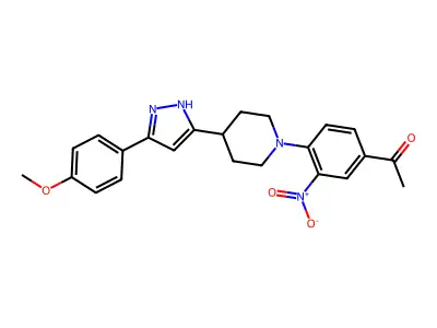 1-(4-{4-[5-(4-methoxyphenyl)-1H-pyrazol-3-yl]piperidino}-3-nitrophenyl)-1-ethanone structure