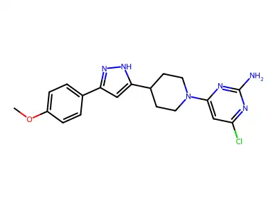 4-chloro-6-{4-[5-(4-methoxyphenyl)-1H-pyrazol-3-yl]piperidino}-2-pyrimidinamine structure