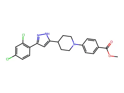 methyl 4-[4-[3-(2,4-dichlorophenyl)-1H-pyrazol-5-yl]piperidin-1-yl]benzoate structure