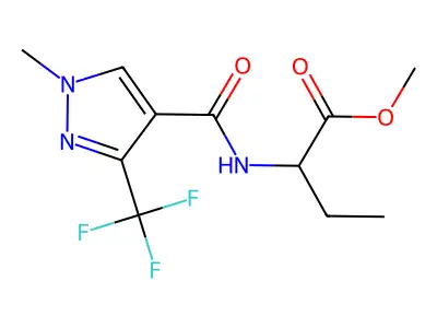 Methyl 2-[[1-methyl-3-(trifluoromethyl)pyrazole-4-carbonyl]amino]butanoate structure