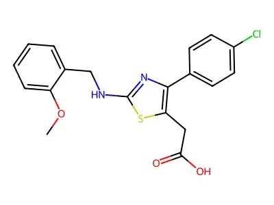 Thiazole-5-acetic acid, 4-(p-chlorophenyl)-2-(o-methoxybenzylamino)- structure