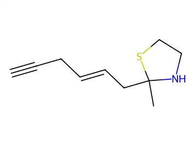 2-Hex-2-en-5-ynyl-2-methyl-1,3-thiazolidine structure