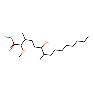 methyl 6-hydroxy-2-methoxy-3,7-dimethylpentadecanoate structure