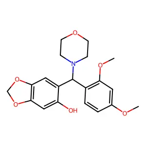 6-((2,4-Dimethoxyphenyl)-4-morpholinylmethyl)-1,3-benzodioxol-5-ol structure