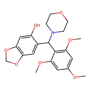 6-(4-Morpholinyl(2,4,6-trimethoxyphenyl)methyl)-1,3-benzodioxol-5-ol structure